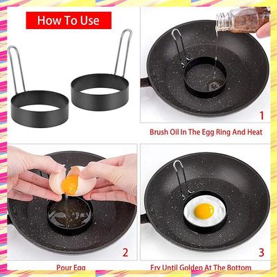 ABJJ 6er Pack Eierringe Edelstahl Rund Eier Kochringe Antihaft Brat Eier Maker Formen