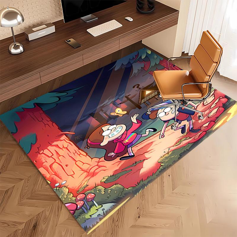 1pc Gravity Falls Print Area Rug - Soft, Washable Non-Slip Indoor Mat, Living Room, Home Office Decorative Rug,Office Decorative