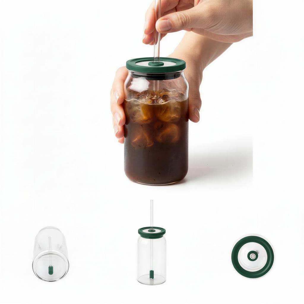 0.5L Eco Bottle Transparent With Lid And Straw For Drinks