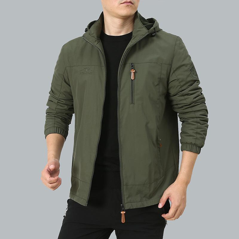 Men's New Autumn and Winter Fleece Thickened Hooded Jacket Men's Multi-pocket Removable Hat
