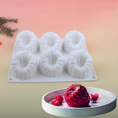 6-Cavity Silicone Mousse Cake Molds for Raspberry & Strawberry Pastries