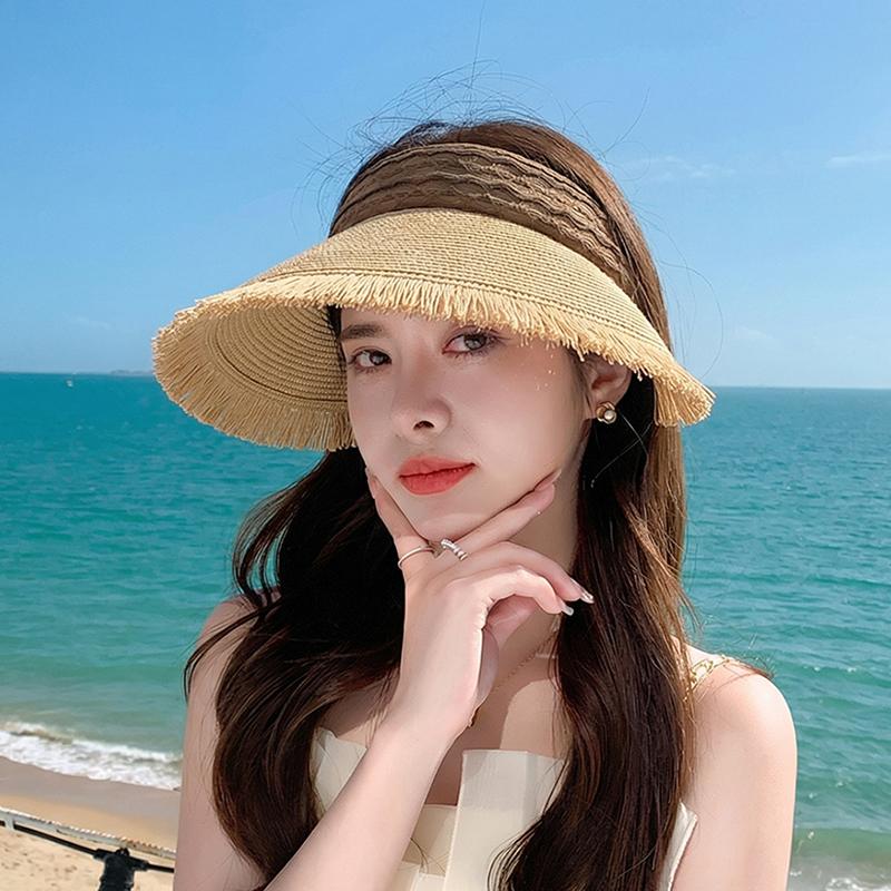 Summer Outdoor Vacation Sunshade Hat Women's Grass Weaving Large Eave Sky Top Hat Korean Edition Grass Hat
