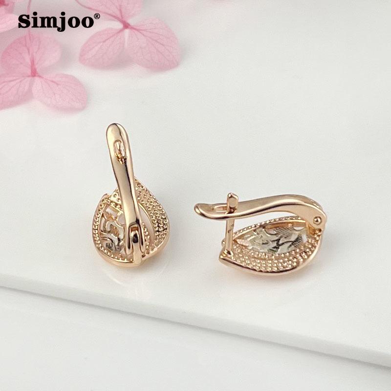 SIMJOO Różowe złoto Modne dwukolorowe kolczyki z pustymi wzorami