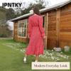 JPNTKY Women's Fashion Spring Autumn Long Sleeve V-Neck Casual Dresses
