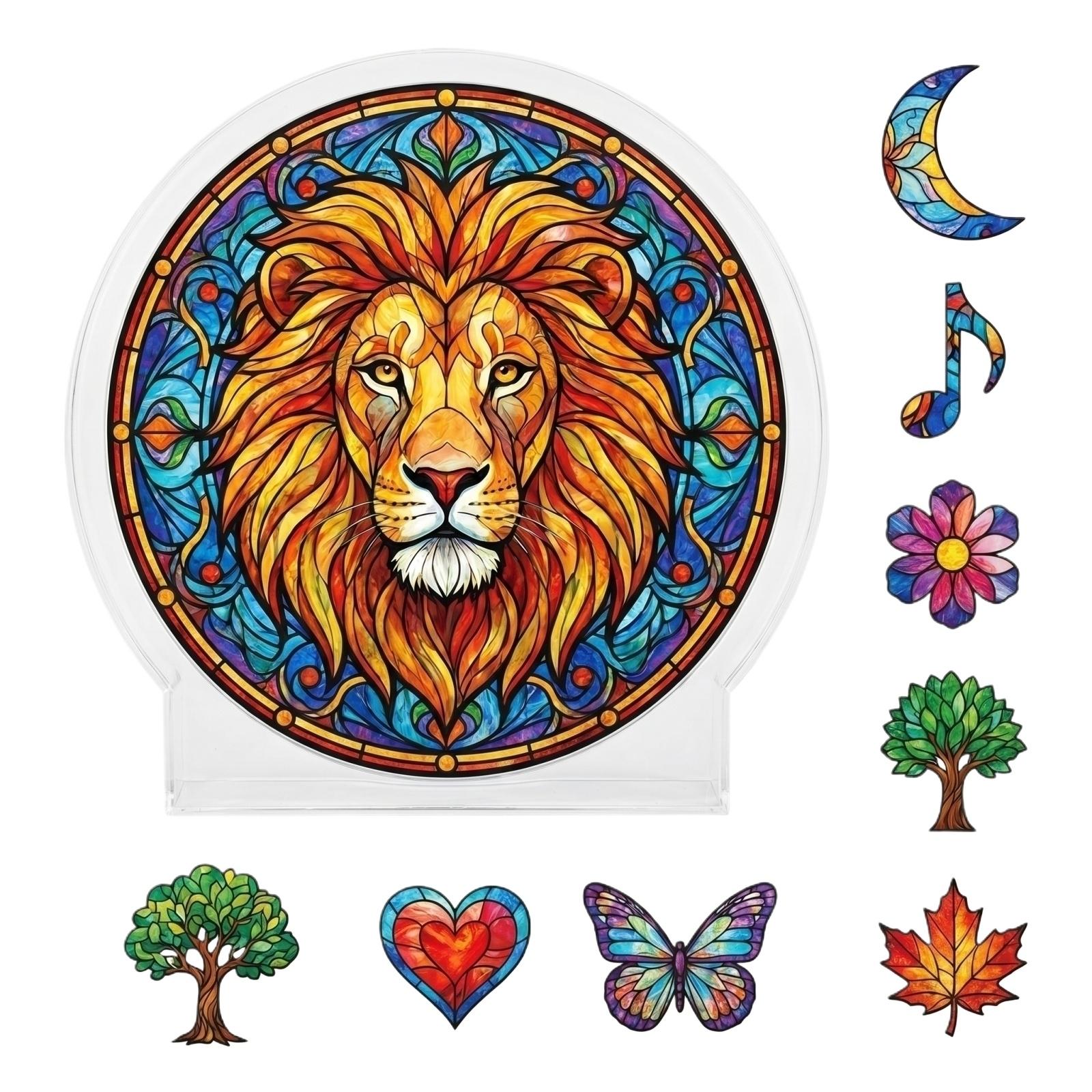 

Acrylic Puzzle Suncatcher Window Hanging Decorative Panel 3 Layers 2mm Thickness 2D Design Cat and Butterflies Pattern One Size