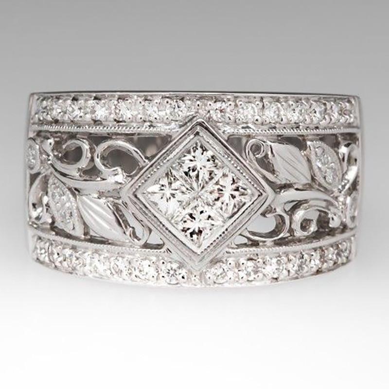 

Свадебные кольца из стерлингового серебра для женщин с полым цветочным узором, роскошные женские кольца с фианитами, подарок на вечеринку, новые модные ювелирные изделия 9