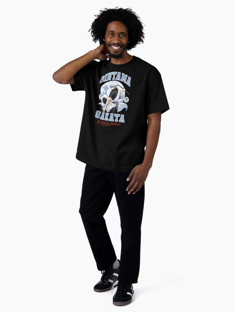 Gintama Dynamic Silver Hair Samurai Wave Circle Athletic Graphic Oversized Unisex T-Shirt