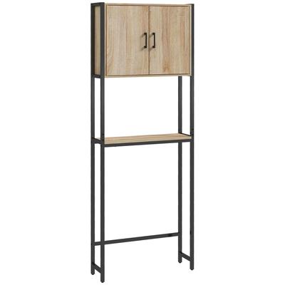 Over-Toilet Shelf Bathroom Cabinet Over Toilet WC with 2-Door Cupboard and Open Shelf