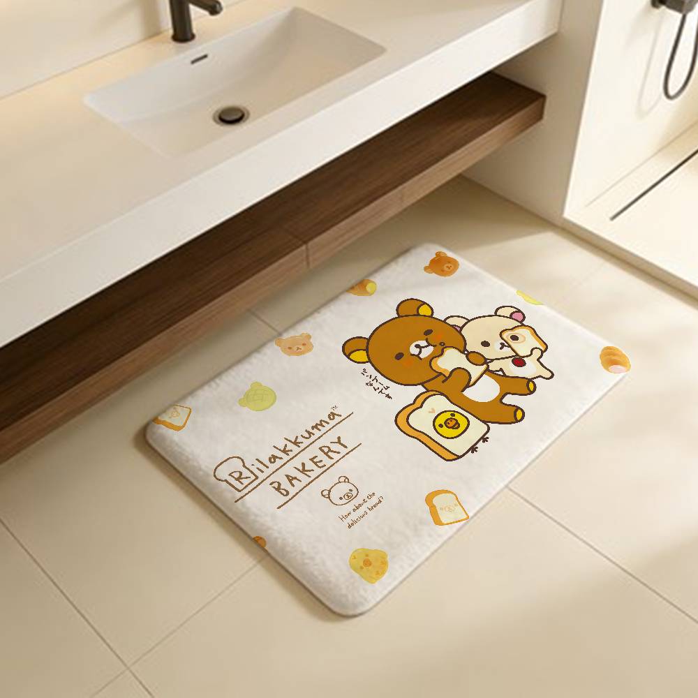 R-Rilakkuma Cartoon Anime Floor Mat Cheaper Anti-slip Modern Living Room Balcony Printed Bedside Mats