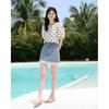 Elegant Polka Dot Round Neck Short Sleeve Blouse
