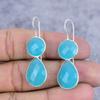 Blue Chalcedony Gemstone Handmade 925 Sterling Silver Jewelry Earring 1.77" M-2621