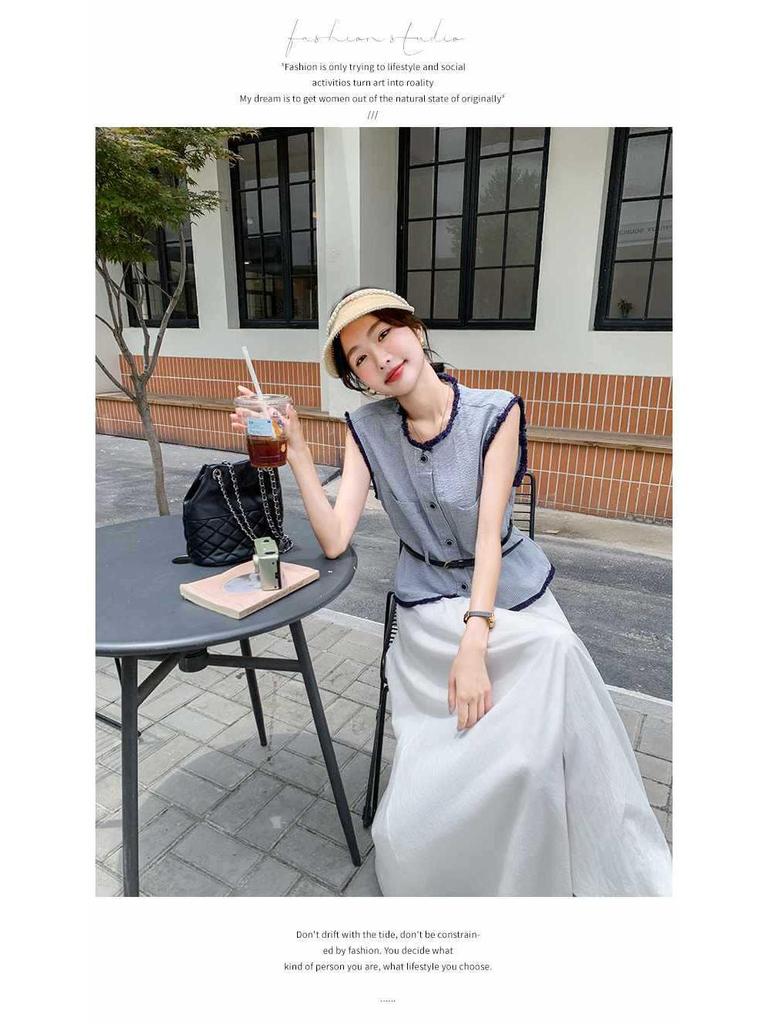 Summer 2025 French-Style Women's Two-Piece Suit: Vest Top & Skirt