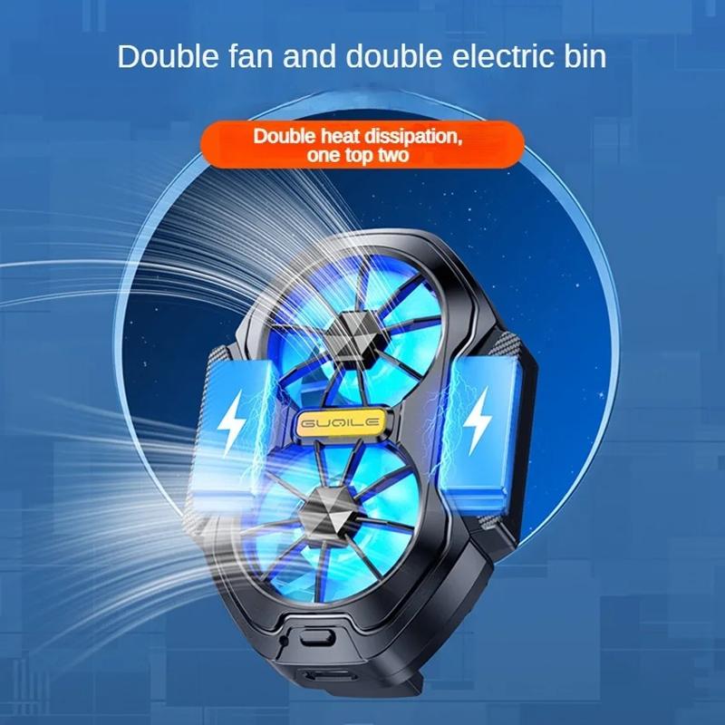 Universal Dual Fan Rechargeable Mobile Phone Cooler Radiator for IPhone 15 Xiaomi 14 Samsung Oneplus Portable Phone Cooling Fan