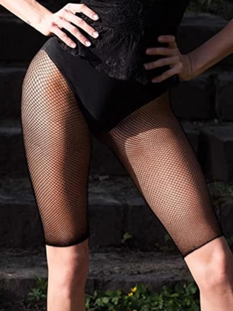 

Женские сексуальные сетчатые колготки до колена Унисекс Нейлоновые Черные Шорты-колготки Клубные Сетчатые С Прорезями Прозрачные Шорты Колготки One Size