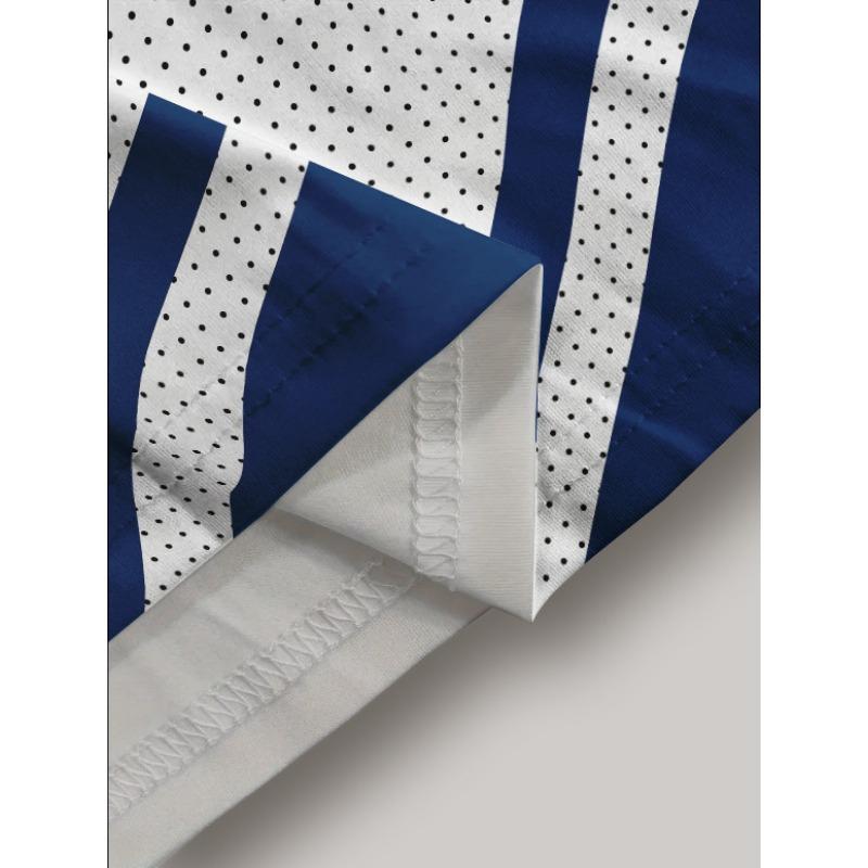 Men's White Blue Dot Print Half Zip Polo Shirt - Casual Short Sleeve Summer Top
