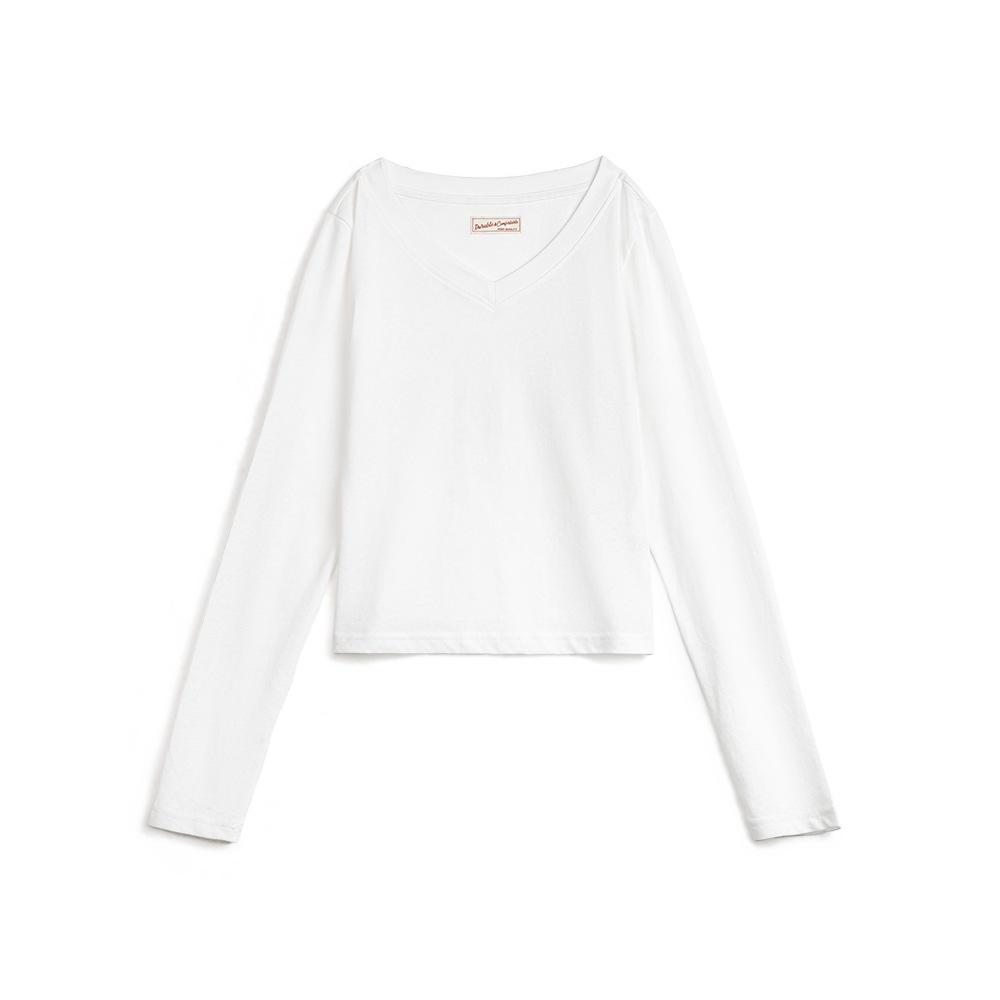 

Maden Women s V-Neck Slim Fit Cotton Stretch T-Shirt - Skin Beautifying Base Layer for Spring/Autumn Extra Large