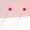 100PCS Disposable Cocktails Picks, Bamboo Long Fruit Label, Cartoon Decor Sharp Tip Skewers, for Burgers Sandwiches Fruits Desserts