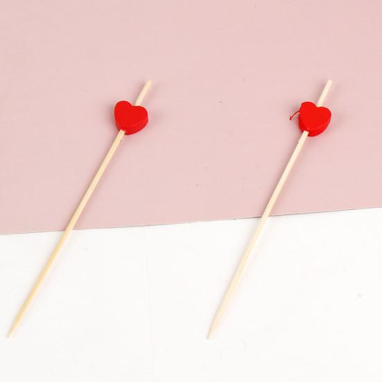 100PCS Disposable Cocktails Picks, Bamboo Long Fruit Label, Cartoon Decor Sharp Tip Skewers, for Burgers Sandwiches Fruits Desserts
