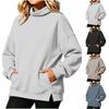 Women's Mock Neck Pullover Sweatshirt Loose Fit Casual Color Long Sleeve for Everyday Wear