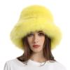 1PC Bucket Hat for Women Thick Plush Winter Faux Fur Fashion Fisherman Cap Furry Luxury