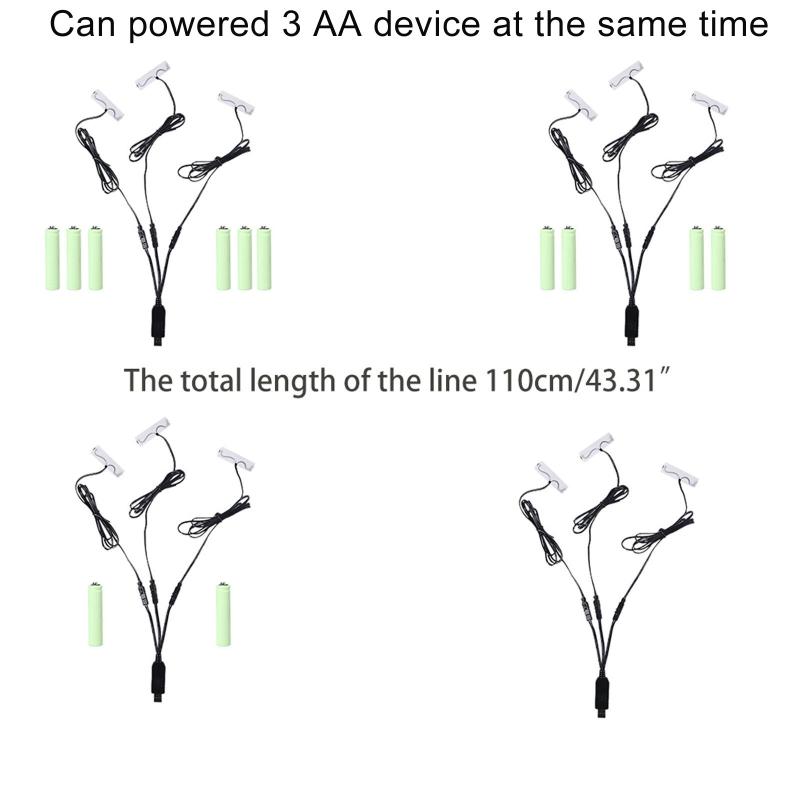 USB/Type C to 3 LR6 AA Battery Eliminator Cable for 2AA battery Powered Radio Gameboy Lamp Remote Control Cordless phone