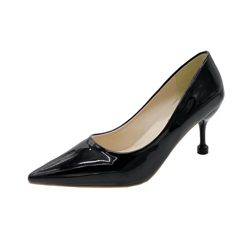 Fashion New Solid Color Pumps Women High Heel Shoes Female Fashion Patent Leather Sexy Pointed Toe Thin Heel Wedding Shoes