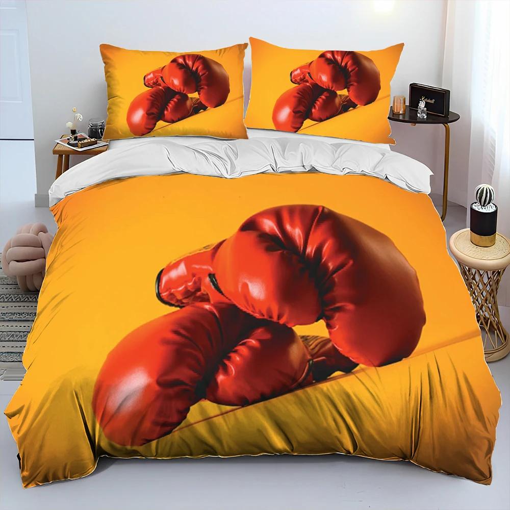 3D Boxing Gloves Boxer Fight Comforter Bedding Set,Duvet Cover Bed Set Quilt Cover Pillowcase,King Queen Size Bedding Set Adult