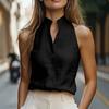 Women Tops Stand Collar Sleeveless Slim Fit Shirt Tops Pure Color Casual Shirt Summer Work Party Date Wear