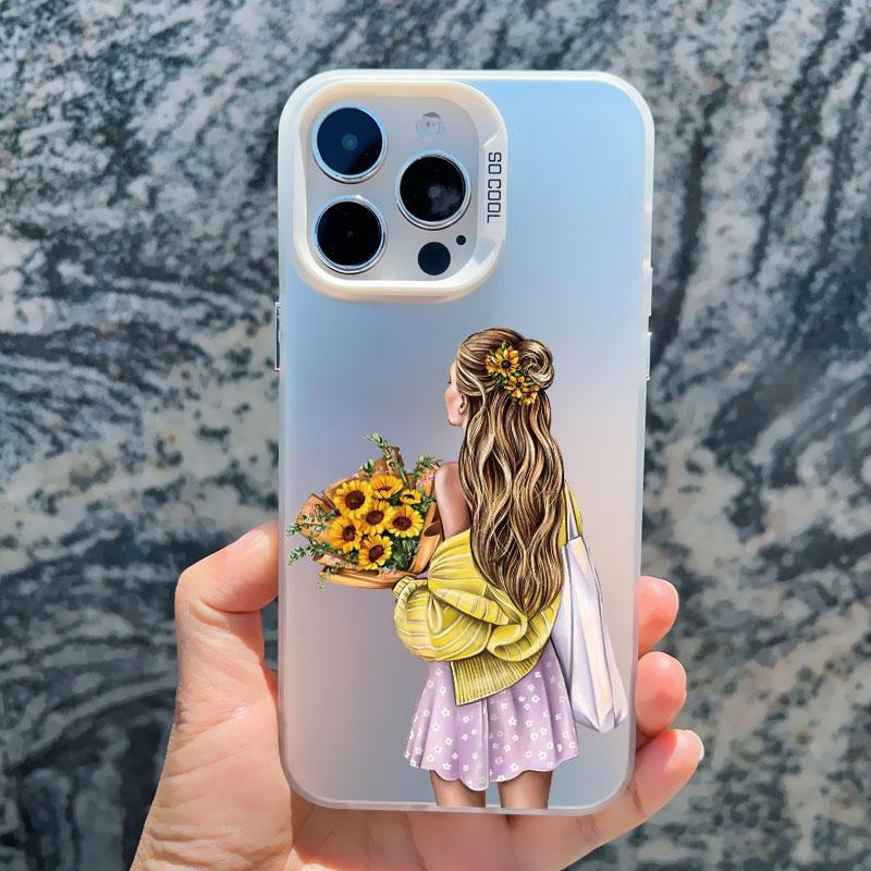 

Young Girl Pattern Phone Case for iPhone 16 14 15 Plus Pro Max 11 12 13 Pro Max 13 Mini Shockproof Laser Fashion Back Covers iphone 13Mini