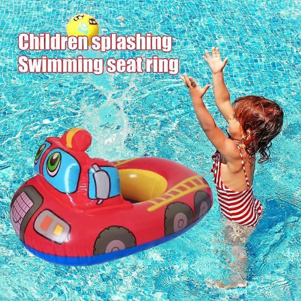 Roter Feuerwehrauto Schwimmring, Verdickter aufblasbarer Feuerwehrauto Schwimmring, Großer aufblasbarer Schwimmring, Wasserspielzeug, 75 * 58cm, Lustige Wasseraktivität
