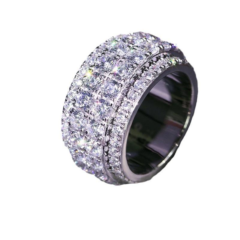 Hip-Hop Rings, Street Men'S And Women'S Trend Super Flash Half-Circle Diamond Ring Accessories, Fashionable Index Finger Rings