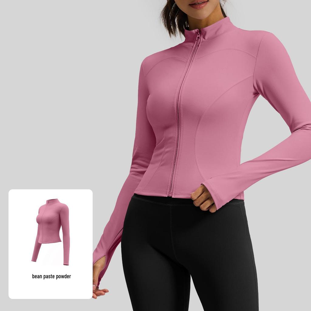 Women's Juyitang Stand-up Collar Yoga Jacket for Running & Cycling - Slimming, Elastic Fitness Top