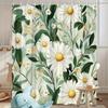 1Pc Daisy Patterned Shower Curtain, Polyester Fabric, Machine Washable, With Hooks, Suitable For Bathroom Dcor.