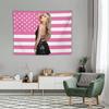 Sabrina Carpenter Tapestry Pink American Flag Music Album Cover Wall Hanging Pop Singer Room Decor for Bedroom Dorm