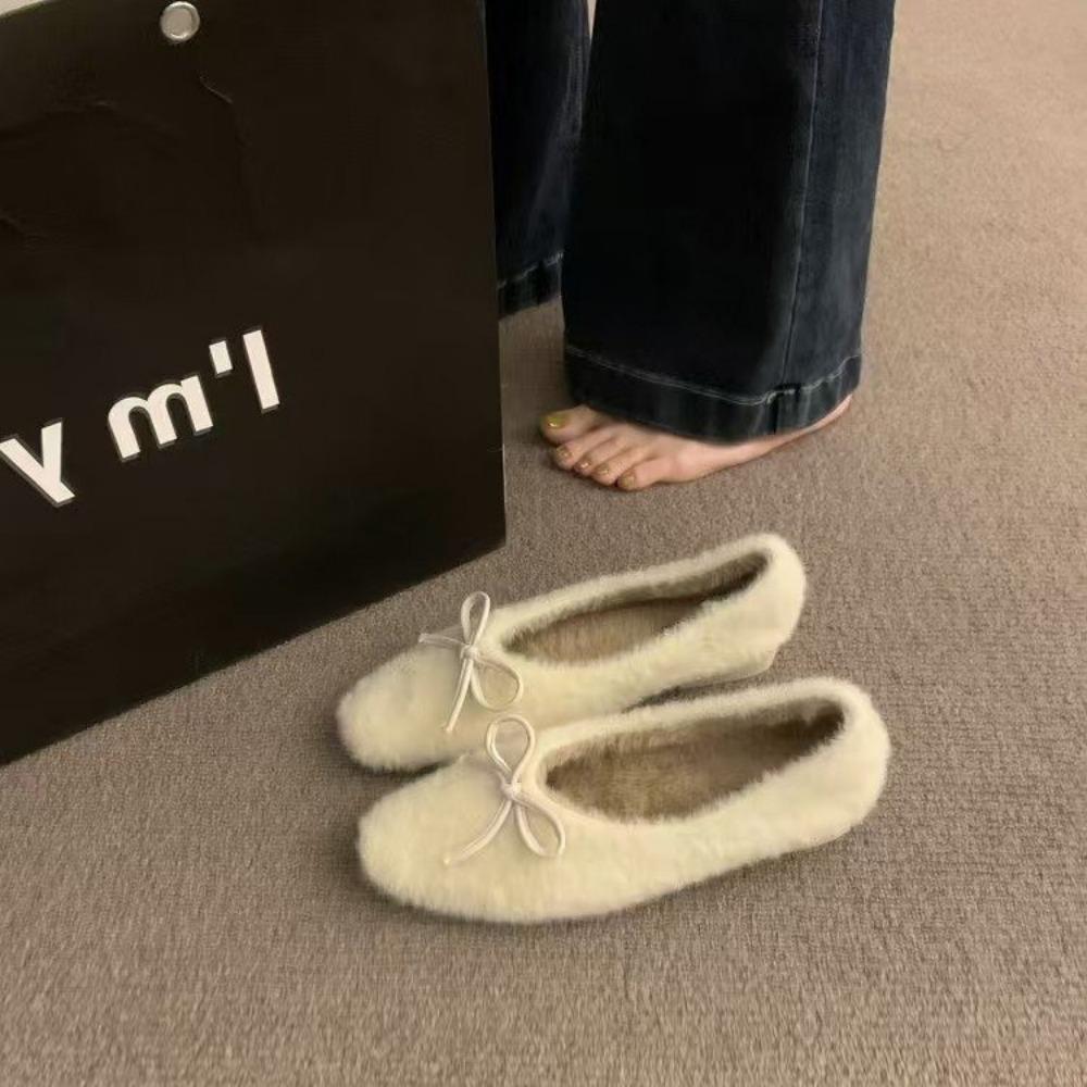 Shoes Woman Flats Low Heels Casual Female Sneakers Slip-on Loafers Fur Round Toe Shallow Mouth Autumn Dress Boat Slip on Winter