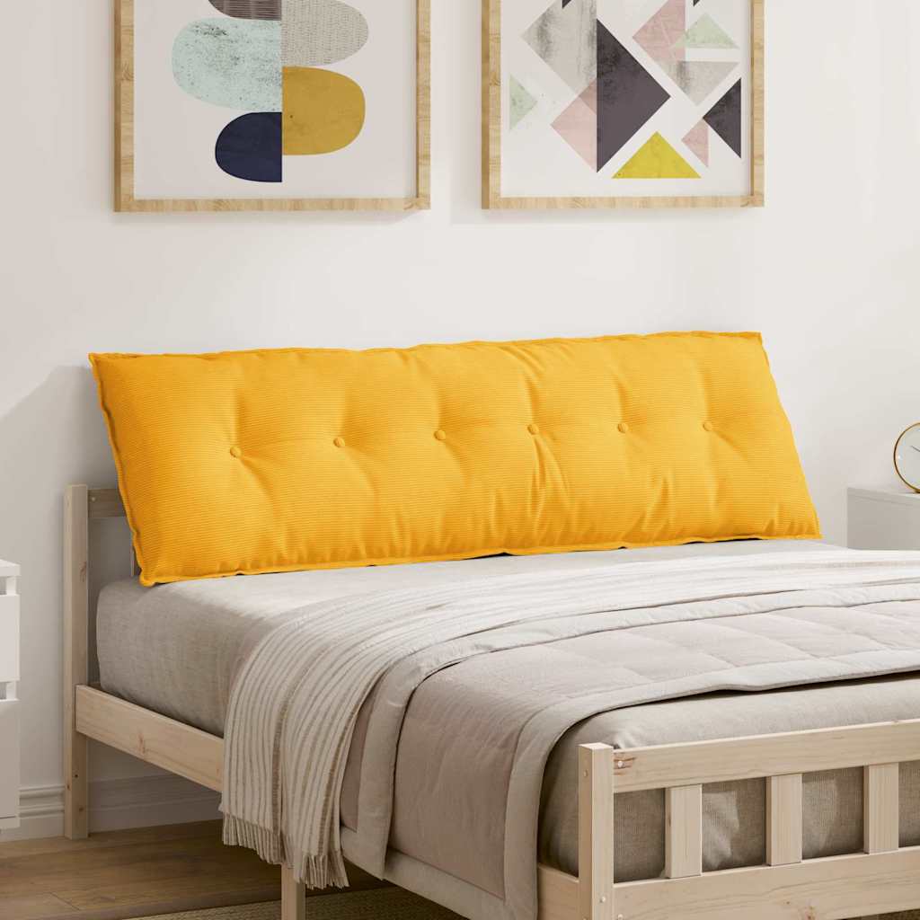 Back Cushion Light Yellow 160 x 50 cm Corduroy Fabric