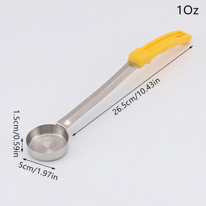 

Ложка для соуса из нержавеющей стали с длинной резиновой ручкой, ложка для намазывания пиццы, мерная ложка для супа, кухонная посуда для приготовления пищи 1Oz