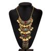 Fashion Retro Ethnic Style Exaggerated Alloy Electroplating Necklace Bohemian Turquoise Wings Fringed Necklace