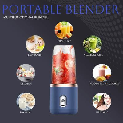 Portable Blender USB Rechargeable, 14oz Personal Smoothie Maker with 6 Blades, Travel Juice Cup for Gym, Office, Outdoor