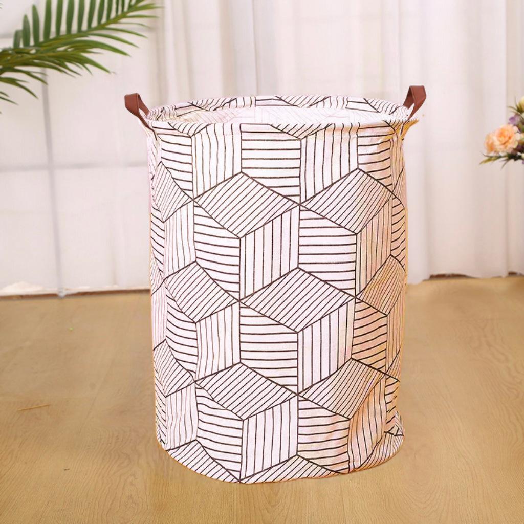 Foldable Waterproof Cotton Linen Storage Basket for Laundry