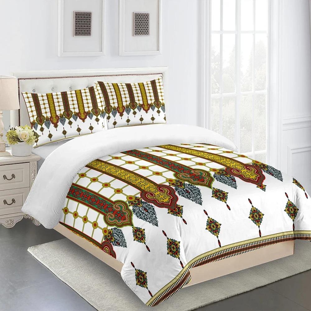 3D Deluxe Black Gold Striped Bedding Ethiopia Style Bed Three Sets Single Bed Double Bed Quilt Cover 2 Pillowcases