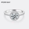 PERFANY Moissanite Ring For Women S925 Pure Silver Plated 18K White Gold Round Diamond Proposal Wedding High-end Jewelry