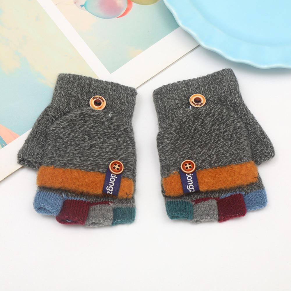 Autumn Winter Half Finger Flip Gloves Exposed Finger Mittens High Quality Warm Gloves  for Children