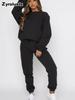 Women's Fall Winter Casual Solid Color Fleece Lined Long Sleeve Pants