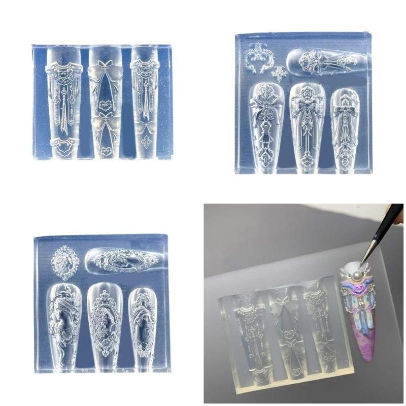 Embossed Silicone Nail Art Mould Reusable Flexible Craft Tool For Resin Jewelry Phone Case Decoration