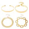 Punk Hip-Hop Alloy Bracelet Set - 4 Piece European & American Style