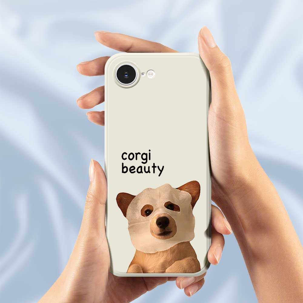 For iPhone 16e Case Cute Corgi Beauty Pattern Printing Straight Edge TPU Phone Back Cover