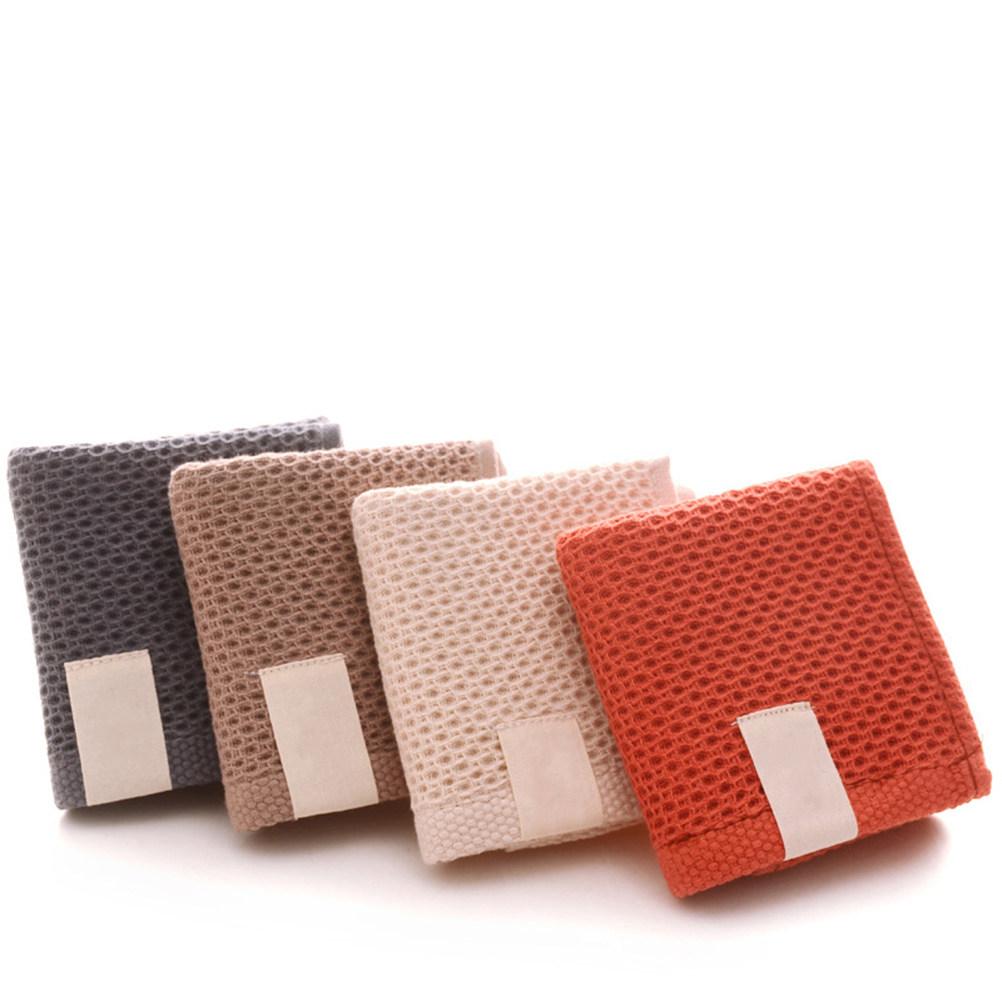 Waffle Weave Pure Cotton Towel Beige 32x32cm Lightweight Ultra Absorbent Multi-Purpose Face Bath