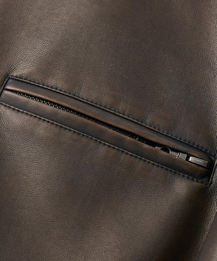Dimitri Black 2Way Vtg Washed Pu Zip-Up Hoodie_Brown