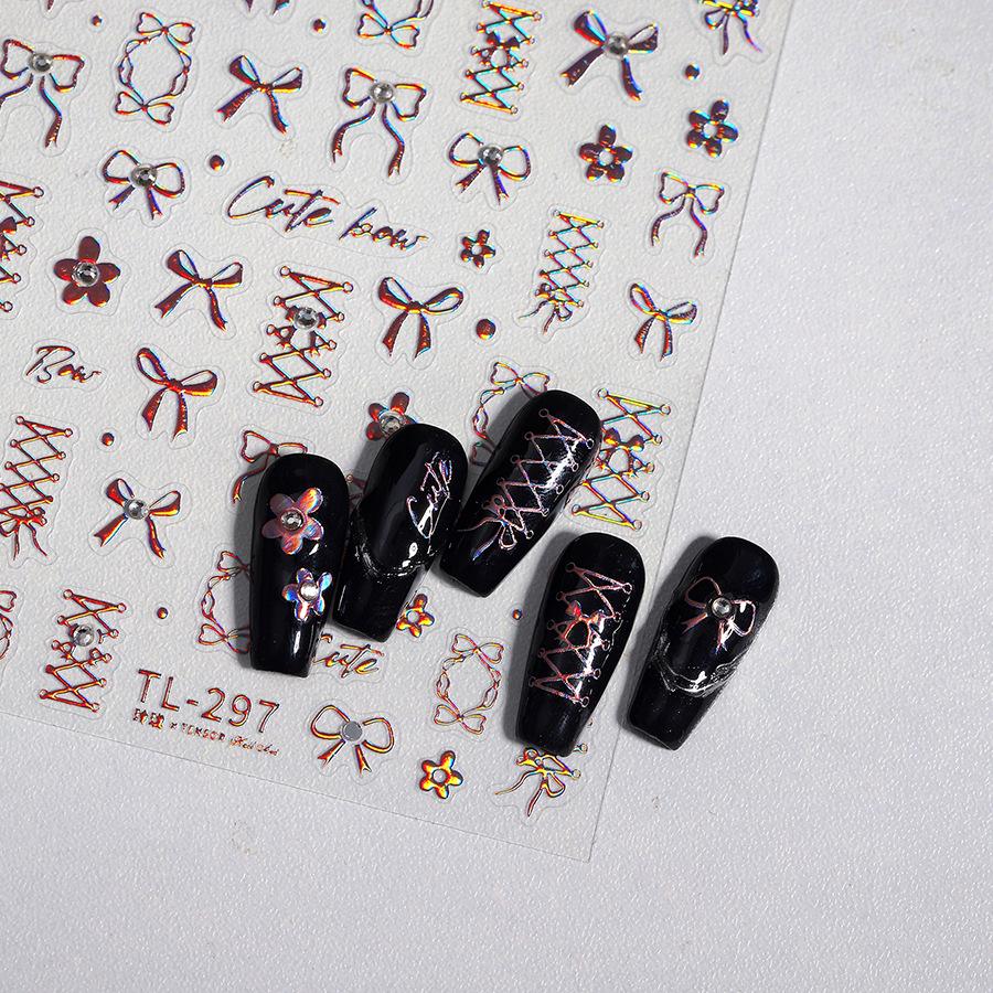 

TENSOR Pink Ferrite Bowknot Nail Art Stickers with Diamonds (TL297)